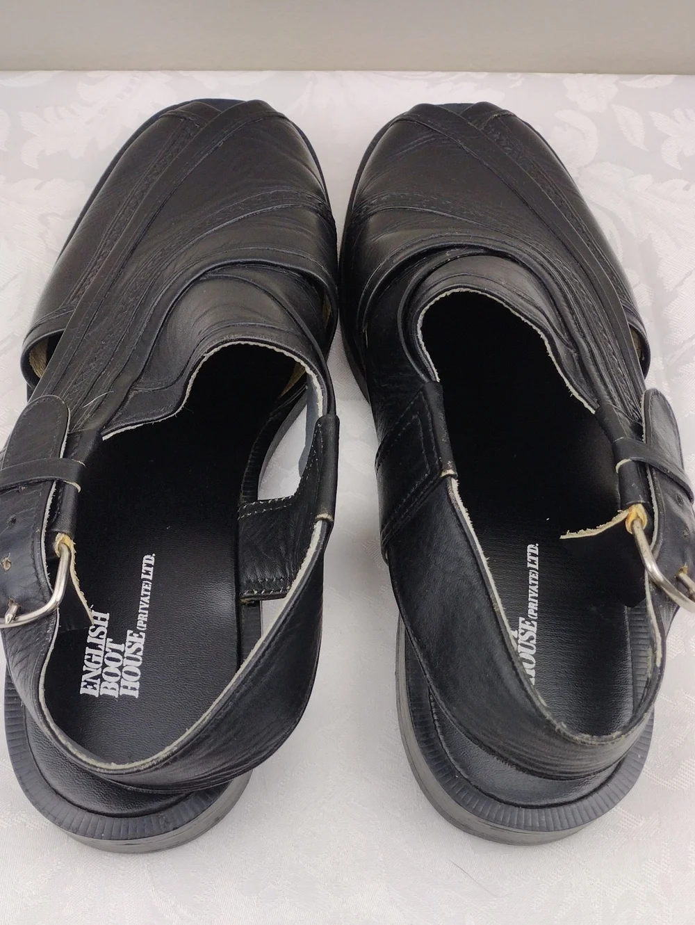 Original English Boot House Peshawari Chappel Black Leather Buckled Sandal Shoe